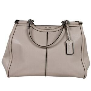 Coach Madison Caroline Parchment White Leather Large Satchel Shoulder Bag